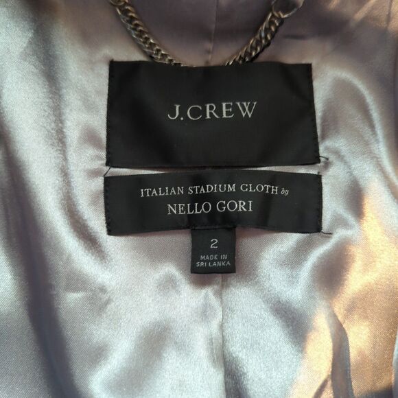 J.Crew Chateau Parka Coat Womens 2 Stadium Cloth Gray Wool Nello Gori Fur Trim - Picture 5 of 8